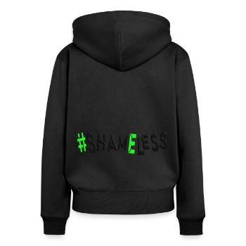 #shameless flagrant unabashed barefaced - Frauen Premium Bio Zip Hoodie - Schwarz - Hinten - Julia (174cm)