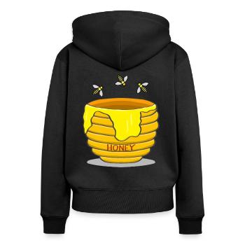 Pot de miel avec des abeilles - Sweat à capuche zippé Premium bio Femme - noir - Dos - Julia (174cm)