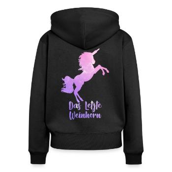 La dernière des filles de la corne de vin - Sweat à capuche zippé Premium bio Femme - noir - Dos - Julia (174cm)