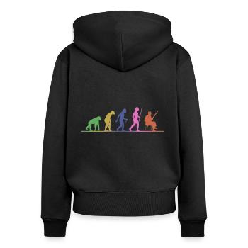 Evolution Fagott Musiker - Frauen Premium Bio Zip Hoodie - Schwarz - Hinten - Julia (174cm)