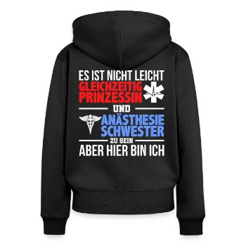 Anästhesie Pflegekraft Krankenpflege Geschenk - Frauen Premium Bio Zip Hoodie - Schwarz - Hinten - Julia (174cm)
