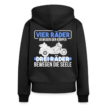 Trike - Frauen Premium Bio Zip Hoodie - Schwarz - Hinten - Julia (174cm)