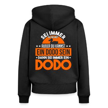 Dodo Dodos Ausgestorben Ornithologie - Frauen Premium Bio Zip Hoodie - Schwarz - Hinten - Julia (174cm)