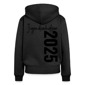 Jugendweihefeier 2025 - Jugendweihe Feier 2025 - Frauen Premium Bio Zip Hoodie - Schwarz - Hinten - Julia (174cm)