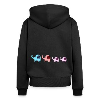 Elephant Family 2 filles Cadeau pour la naissance - Sweat à capuche zippé Premium bio Femme - noir - Dos - Julia (174cm)