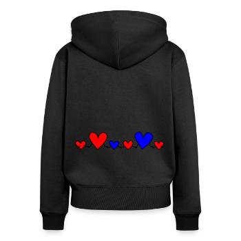 Family 4 Children Parents 1 Son 3 Daughters Hearts - Women's Premium Organic Zip Hoodie - black - Back - Julia (174cm)