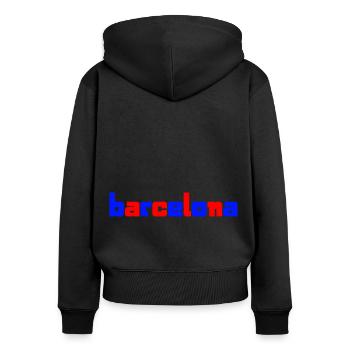 Stadt Barcelona Cty - Frauen Premium Bio Zip Hoodie - Schwarz - Hinten - Julia (174cm)