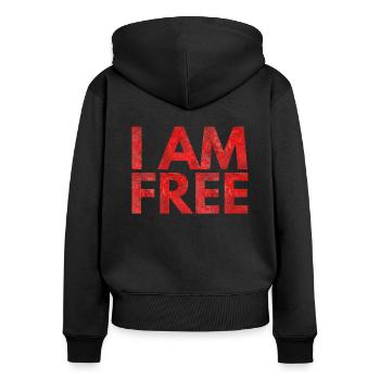 i am free - Women's Premium Organic Zip Hoodie - black - Back - Julia (174cm)