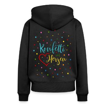 Konfetti im Herzen - Frauen Premium Bio Zip Hoodie - Schwarz - Hinten - Julia (174cm)
