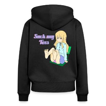 Suck my Toes - Frauen Premium Bio Zip Hoodie - Schwarz - Hinten - Julia (174cm)