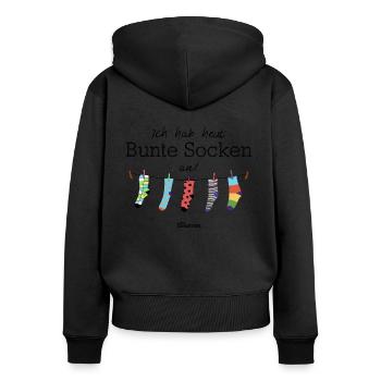 Alte Bekannte - Bunte Socken - Frauen Premium Bio Zip Hoodie - Schwarz - Hinten - Julia (174cm)