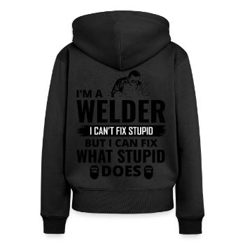 Welding Welder Metal Construction Ironworker - Women's Premium Organic Zip Hoodie - black - Back - Julia (174cm)