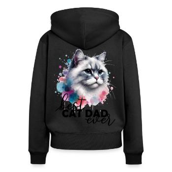 Bester Katzenpapa Katze - Frauen Premium Bio Zip Hoodie - Schwarz - Hinten - Julia (174cm)