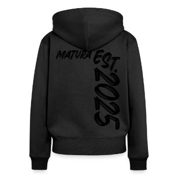 Matura Est. 2025 - Frauen Premium Bio Zip Hoodie - Schwarz - Hinten - Julia (174cm)