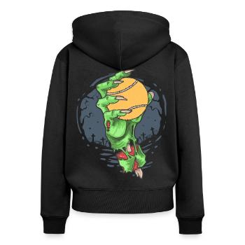 Halloween Zombie Ball Padel Tennis Padelista - Sweat à capuche zippé Premium bio Femme - noir - Dos - Julia (174cm)