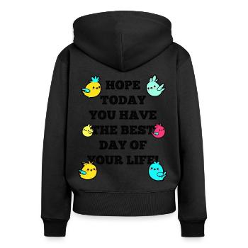 Hope today - Women's Premium Organic Zip Hoodie - black - Back - Julia (174cm)