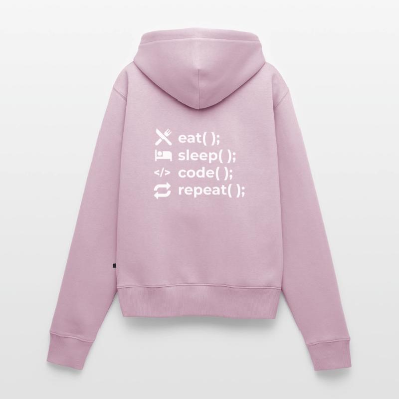 Eat Sleep Code Repeat - Coder Informaticien Sweat à capuche zippé Premium bio Femme