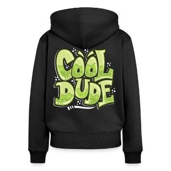 cool dude - Women's Premium Organic Zip Hoodie - black - Back - Julia (174cm)