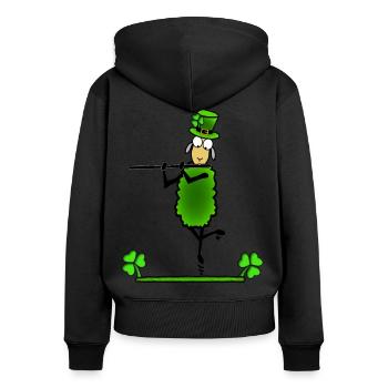 Schaf joue de la flûte - Sweat à capuche zippé Premium bio Femme - noir - Dos - Julia (174cm)