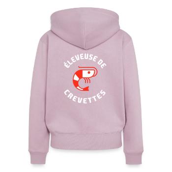 CRS Shrimp-Züchter - Frauen Premium Bio Zip Hoodie - Altrosa - Hinten - Julia (174cm)