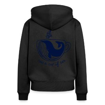 need a cup of maritime lake whale - Women's Premium Organic Zip Hoodie - black - Back - Julia (174cm)