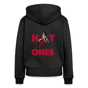 Hot Ones - Women's Premium Organic Zip Hoodie - black - Back - Julia (174cm)