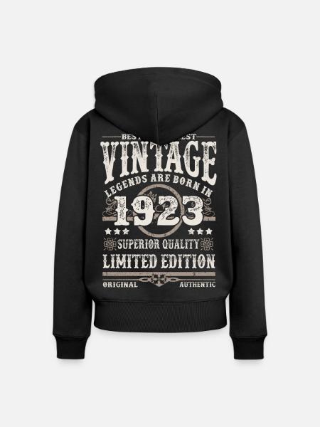 Legenden werden 1923 geboren - Frauen Premium Bio Zip Hoodie - Schwarz