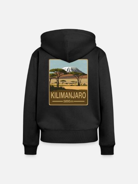 Kilimanscharo - Frauen Premium Bio Zip Hoodie - Schwarz