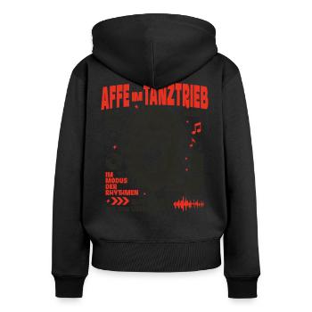 Wild Beat T-Shirt – Pure Monkey Dance - Sweat à capuche zippé Premium bio Femme - noir - Dos - Julia (174cm)