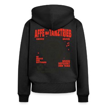 Kopfhörer Sound Shirt: Affen Rhythmus und Spaß - Frauen Premium Bio Zip Hoodie - Schwarz - Hinten - Julia (174cm)