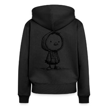 Kawaii Bird Cartoon Sketch – Cute & Funny - Women's Premium Organic Zip Hoodie - black - Back - Julia (174cm)