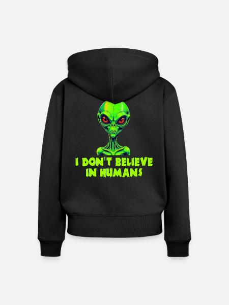 Alien hell - Frauen Premium Bio Zip Hoodie - Schwarz