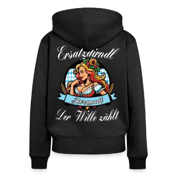 Bayerisches Volksfest Herzmadl Dirndl Ersatz - Frauen Premium Bio Zip Hoodie - Schwarz - Hinten - Julia (174cm)