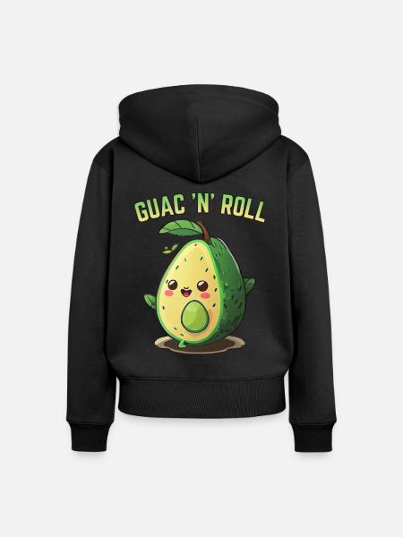 Avocado Guac N Roll - Frauen Premium Bio Zip Hoodie - Schwarz