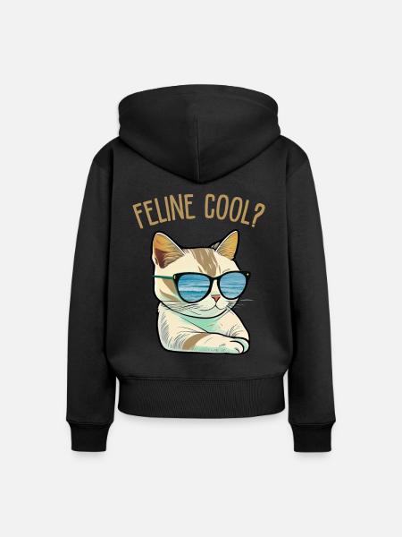 Feline Cool - Frauen Premium Bio Zip Hoodie - Schwarz