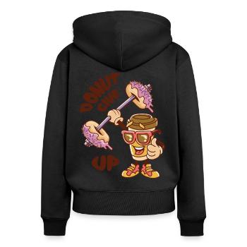 Drôle de tasse à café haltères en haltères de beignets d’haltérophilie - Sweat à capuche zippé Premium bio Femme - noir - Dos - Julia (174cm)