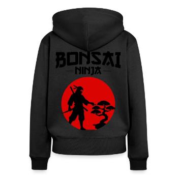 Japanischer Bonsai Gärtner Baum Sammler Ninja - Frauen Premium Bio Zip Hoodie - Schwarz - Hinten - Julia (174cm)