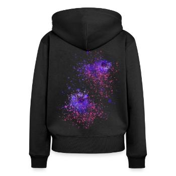 blume,floral, graffiti,malerei,aquarell,abstrakt - Frauen Premium Bio Zip Hoodie - Schwarz - Hinten - Julia (174cm)