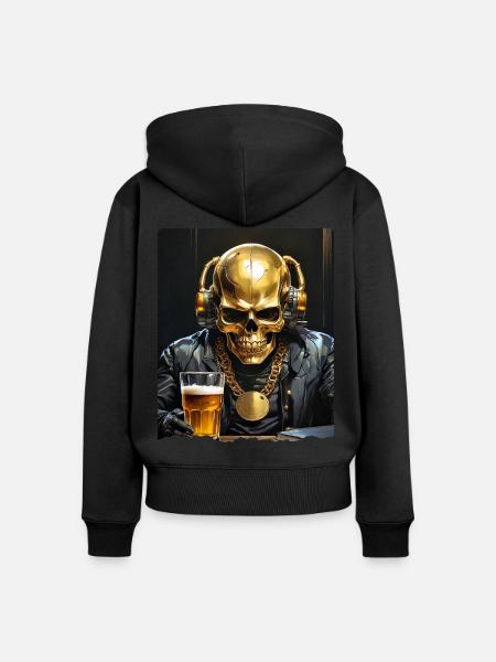 Bier Skull 0.7 - Frauen Premium Bio Zip Hoodie - Schwarz