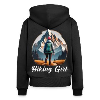 Fille errante - Sweat à capuche zippé Premium bio Femme - noir - Dos - Julia (174cm)