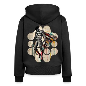 L'élégance colorée du matador - Sweat à capuche zippé Premium bio Femme - noir - Dos - Julia (174cm)