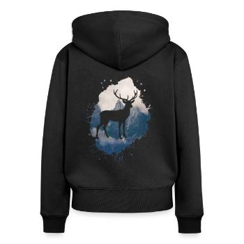 nature,nature,deer,trees,mountains,landscape,forest - Women's Premium Organic Zip Hoodie - black - Back - Julia (174cm)
