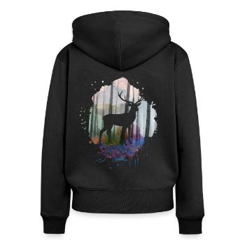 nature,nature,deer,trees,mountains,landscape,forest - Women's Premium Organic Zip Hoodie - black - Back - Julia (174cm)