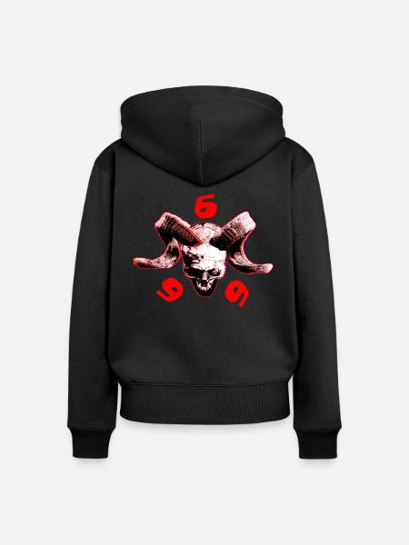 skull 666 - Frauen Premium Bio Zip Hoodie - Schwarz