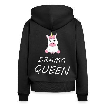 Licorne Unicorn Drama Queen drôle cadeau - Sweat à capuche zippé Premium bio Femme - noir - Dos - Julia (174cm)