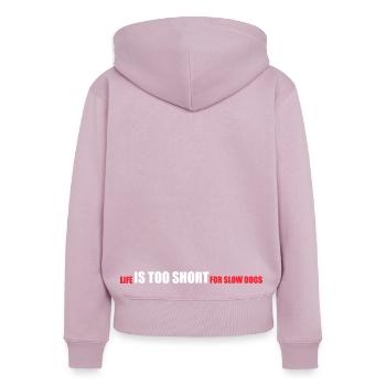 Life is too short for slow dogs Hunde Motiv - Frauen Premium Bio Zip Hoodie - Altrosa - Hinten - Julia (174cm)