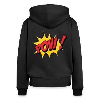 PRISONNIER DE GUERRE! Comic Speech Bubble - Dessin animé Drôle Pop Art - Sweat à capuche zippé Premium bio Femme - noir - Dos - Julia (174cm)