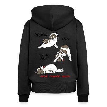 Yoga-Hund - süßer Hund im Comic Style - Frauen Premium Bio Zip Hoodie - Schwarz - Hinten - Julia (174cm)
