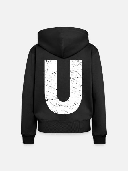 U Buchstabe - Frauen Premium Bio Zip Hoodie - Schwarz