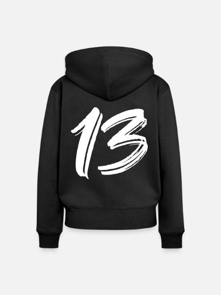 13 - Frauen Premium Bio Zip Hoodie - Schwarz